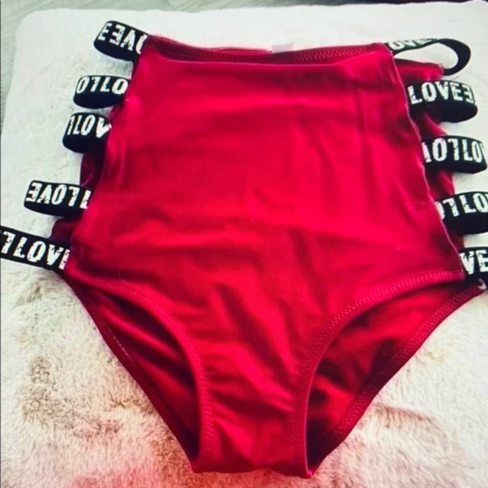 Red High-Waisted Bikini Bottom